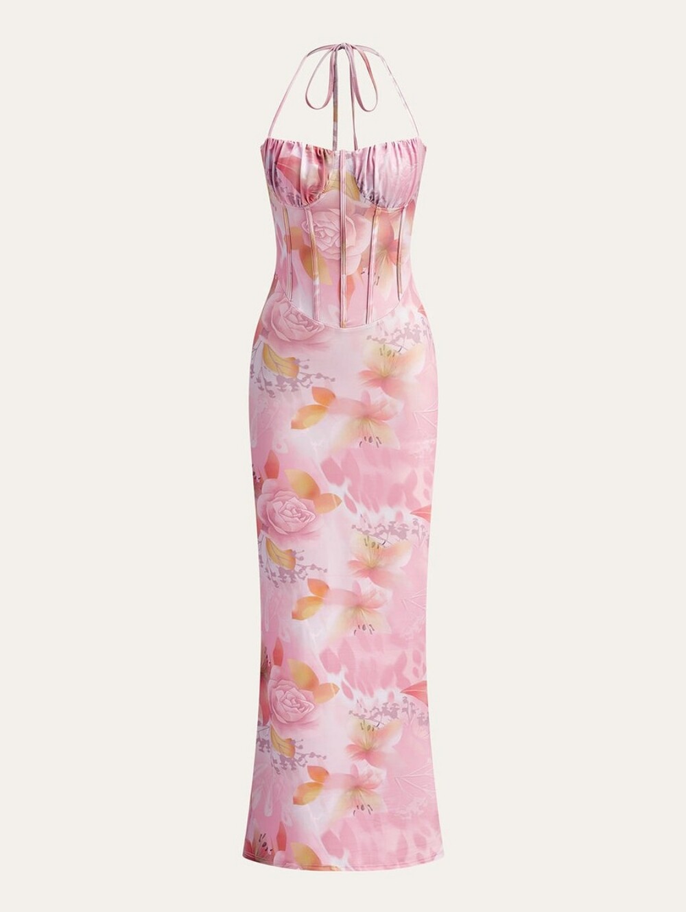 Pink Floral Maxi Slip Dress
